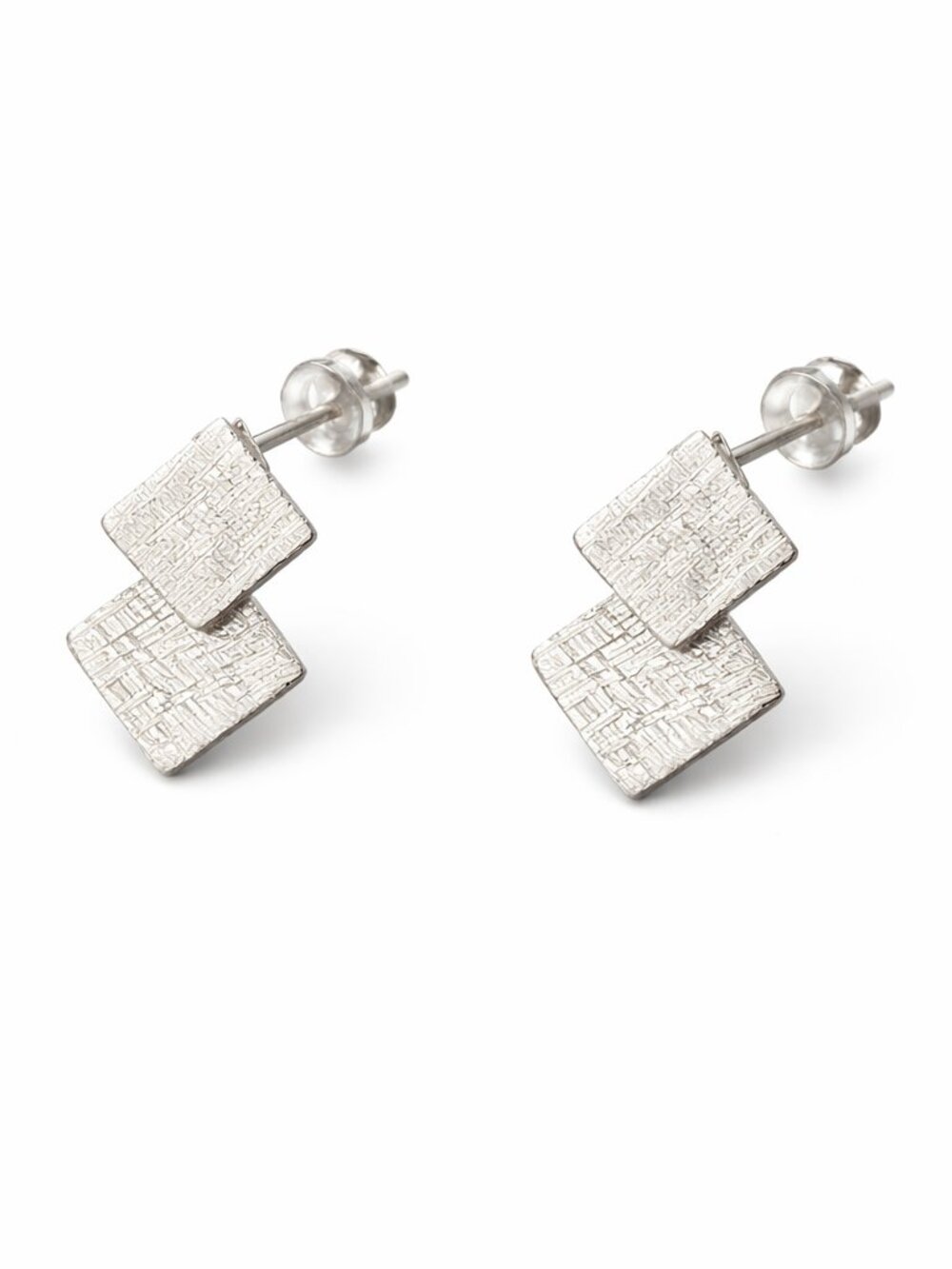 Mini Matte Sterling Silver Square Stud Earrings | Minimalist